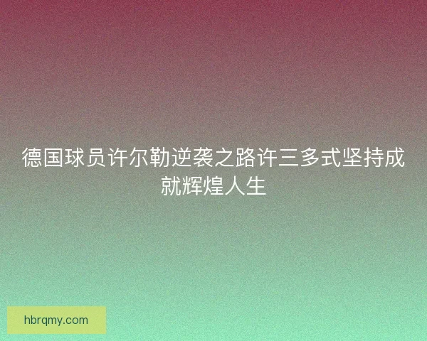 德国球员许尔勒逆袭之路许三多式坚持成就辉煌人生